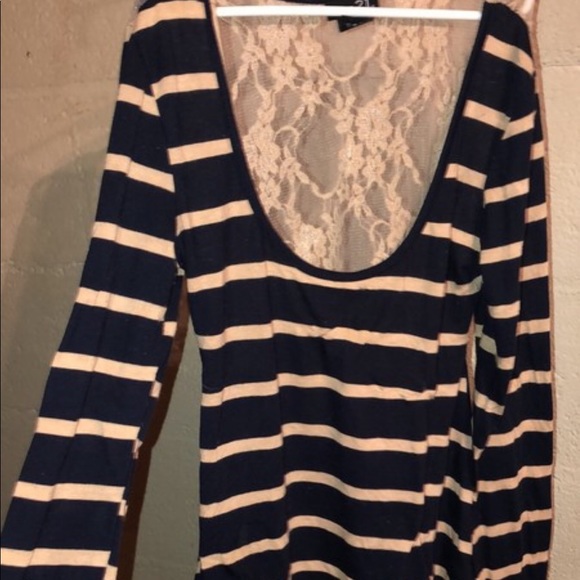 Navy and Cream Sexy Shirt - Picture 2 of 3